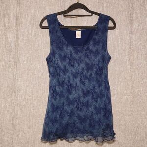 Silk Blue Tank Top Large Lined Semi Sheer NEW YORK CITY BLOUSE CO